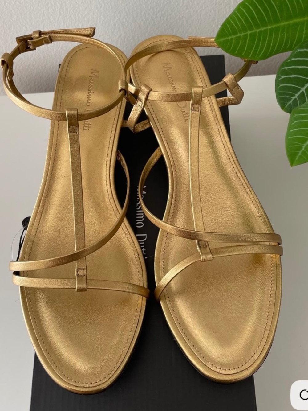 NWT Leather Gold Sandals from Massimo Dutti